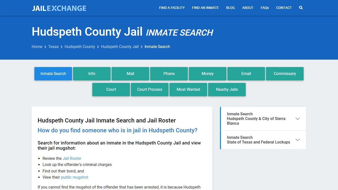 Inmate Search: Roster & Mugshots - Hudspeth County Jail, TX